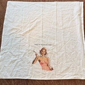Vintage Style White Cloth with Retro Print